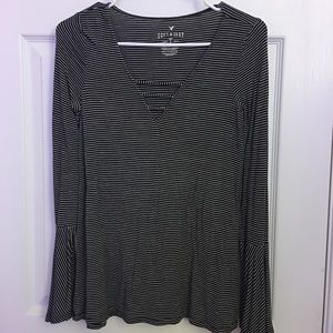american eagle bell sleeve striped top